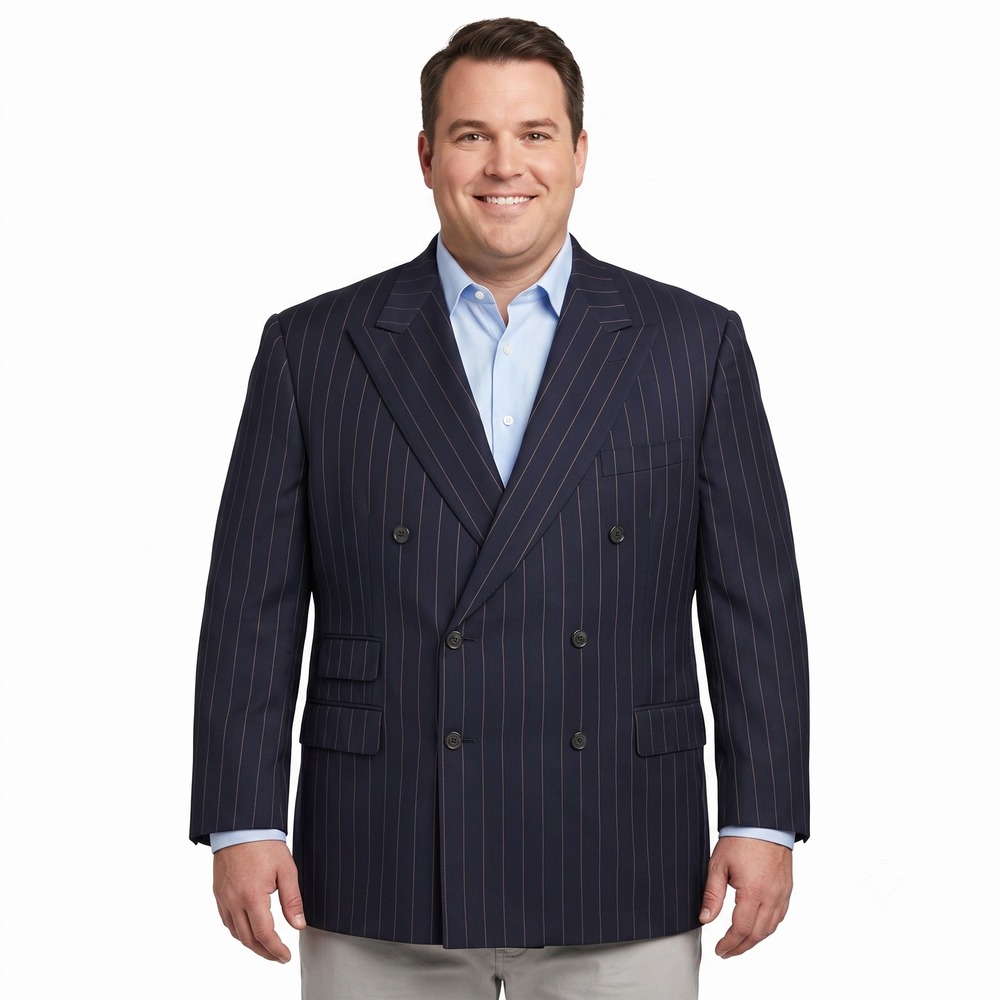 Belvest‎ Mens Double Breasted Blazer Navy Pinstripe Super 150s Wool Italy 44R